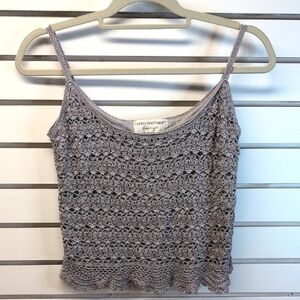 Papell Boutique Silver Hand Crocheted Lined Camisole Size L EUC